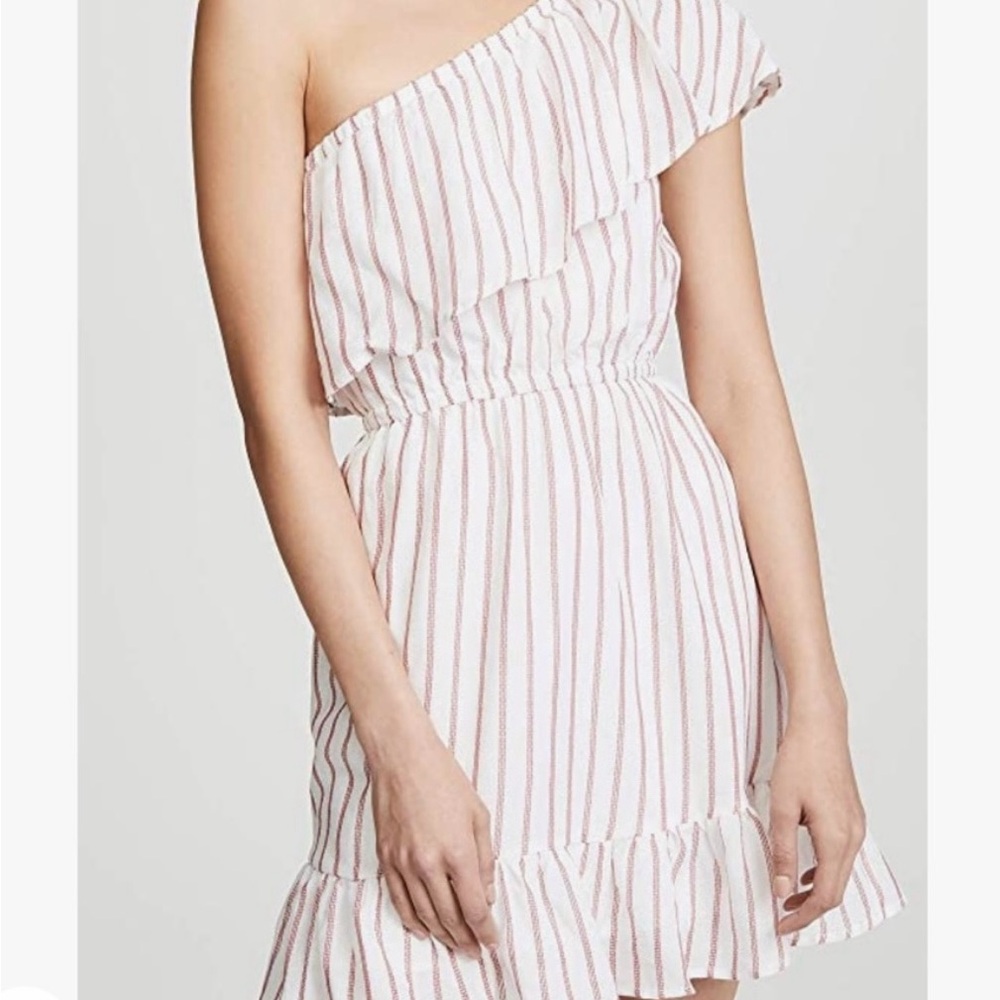 BB Dakota One-Shoulder Red and White Dress